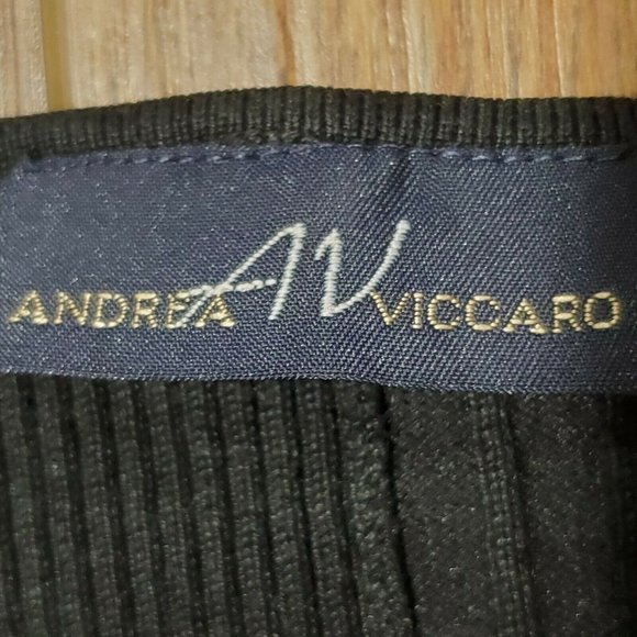 2 Women's Knit Tops ANDREA VICCARO LARGE White Plus Black Long Sleeve EZ Blended - Picture 6 of 11